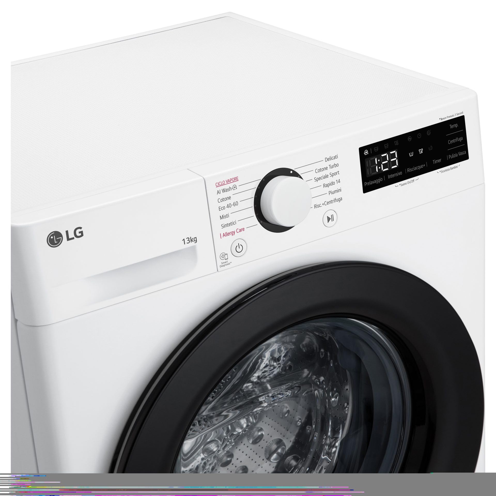 LG AI DD F4R3013NSWB Lavadora clase A -10%, Carga frontal Serie R3, Lavadora 13kg, 1400 revoluciones, AIWash, Lavado a vapor, Motor Direct Drive, Smart Diagnosis, Encimera, Blanco