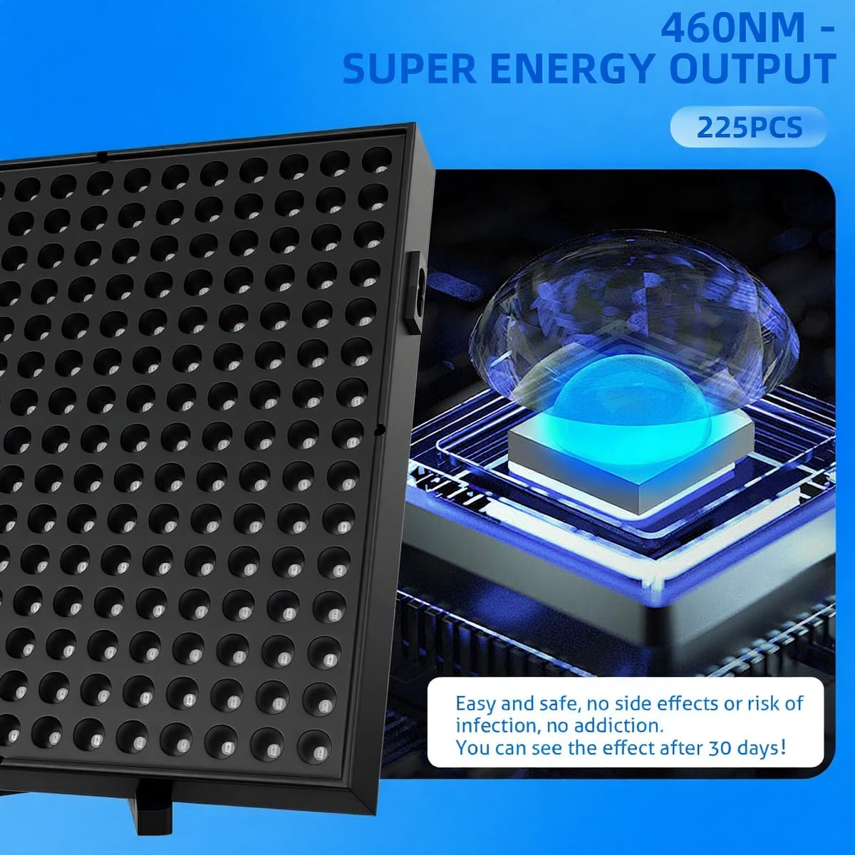 460nm Solarium Für Zuhause, 45W Bräunungslampe mit 225 LEDs, Gesichtsbräunung Tageslicht Faltbares Seinstellbares Ständer Und Aufhängbare Haken für Gesicht und Körper(schwarz)