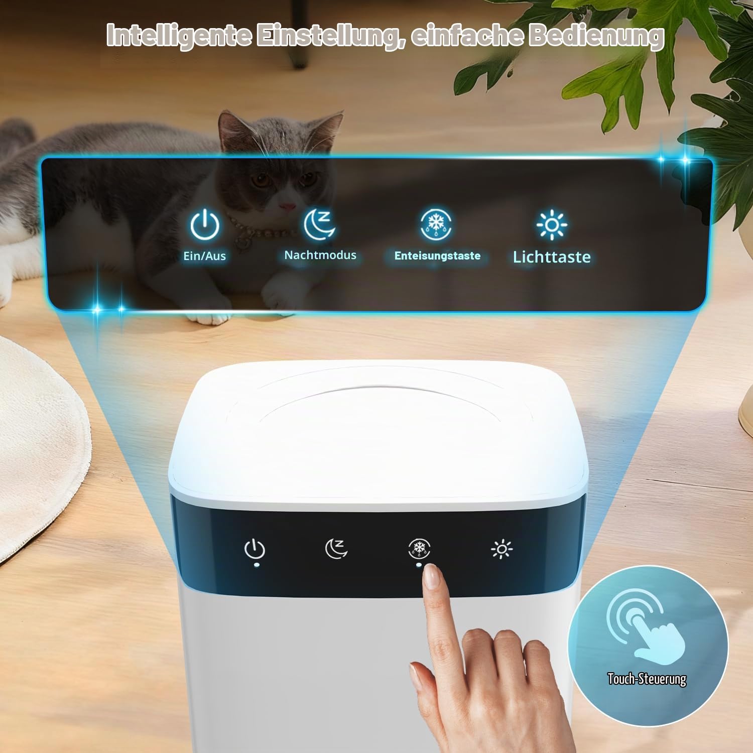 Luftentfeuchter Elektrisch 2,6L, Leiser Raumentfeuchter für Keller, Bad & Schlafzimmer bis 32m², mit RGB Licht, Auto Abschaltung & Schlafmodus, Energiesparender Entfeuchter