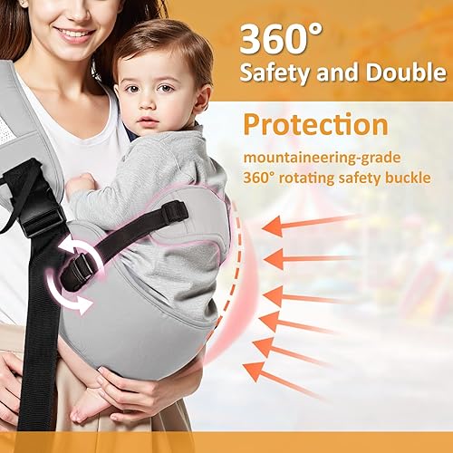 Miniatura 5 de Portabebés para bebés de 6 a 48 meses, 15-55 libras, ajustable y ergonómico con correas de hombro extragruesas, transporte delantero y trasero,