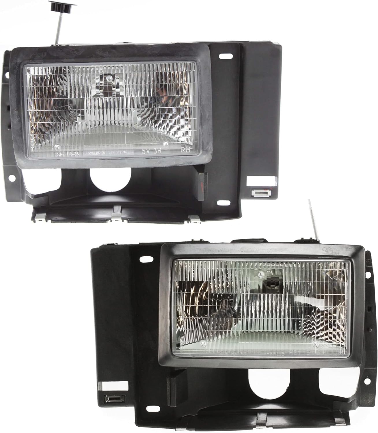 Garage-Pro Headlights Assembly For Ford Ranger 1989-1992, Halogen With Bulbs, Custom, GT, S, S Plus, Sport, STX & XLT, Replaces #F1TZ13008D, F1TZ13008C