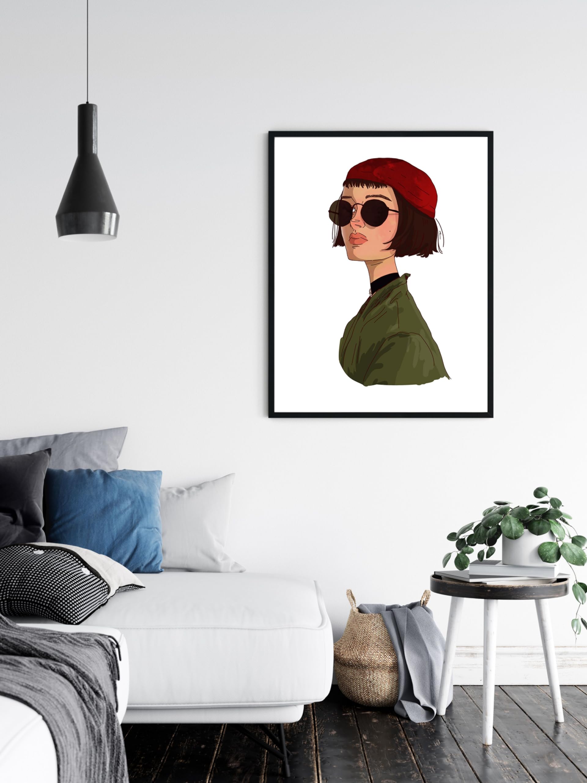 GIFTSHOPUK Leon - The Professional: Movie Poster/Alternative Film Art/Character Drawing/Wall Decor / / Retro Gift/Cinema (White Frame - 14x11)