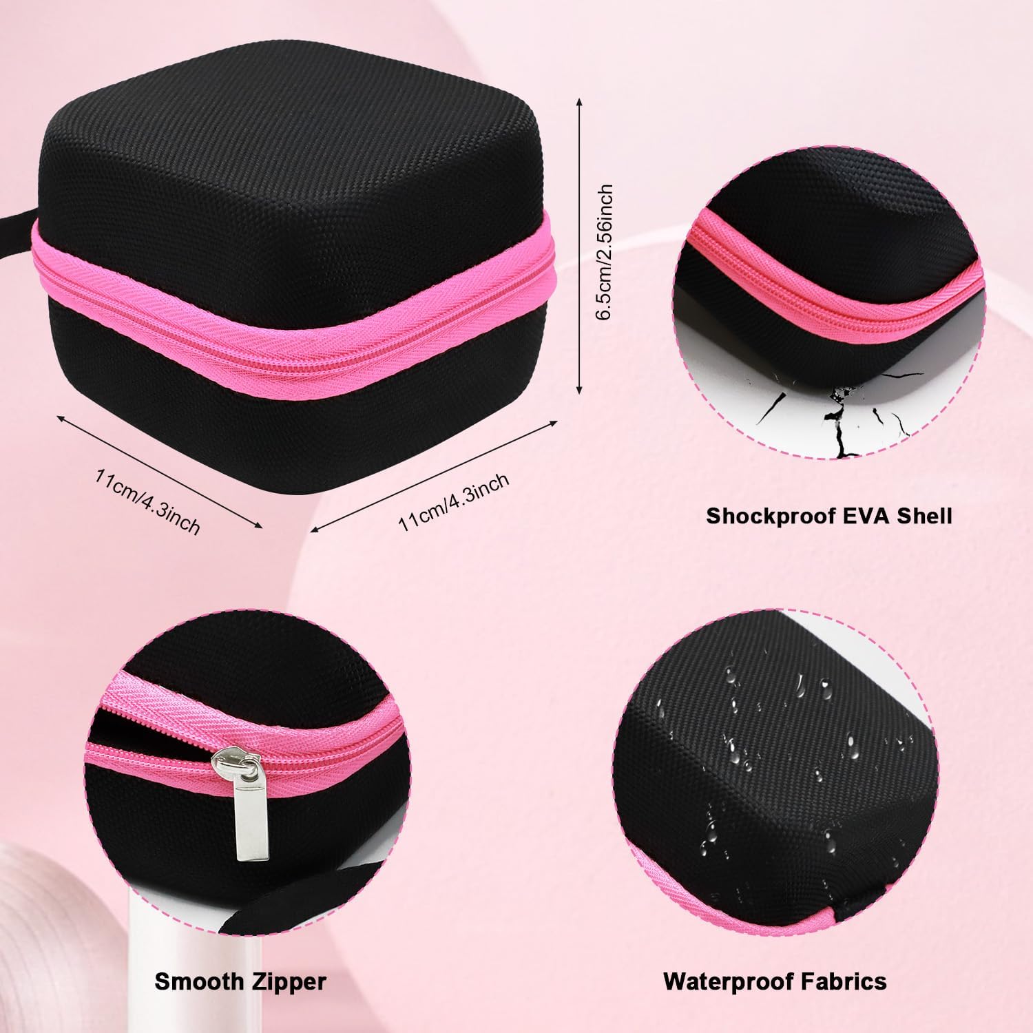 81 Holes Nail Drill Bit Holder (ONLY CASE),Dustproof Portable Organizer Storage Bag with Large Mesh Pocket & High Density Foam to Avoid Slipping & Scratches, Nail Bits Professional Manicure Tools,Pink