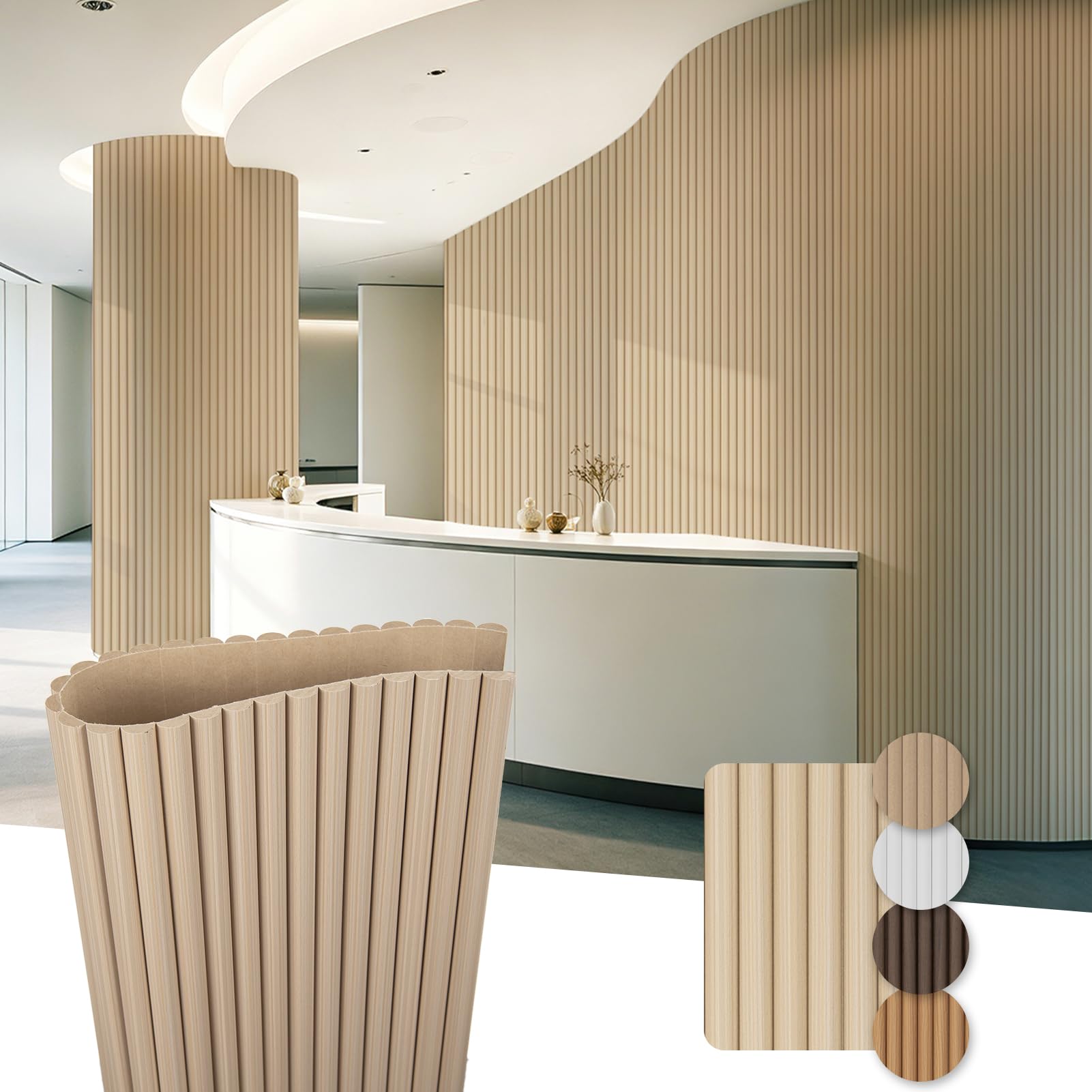 Photo 1 of Art3d Roll-Flat Wood Slat Wall Panel - Ashtree