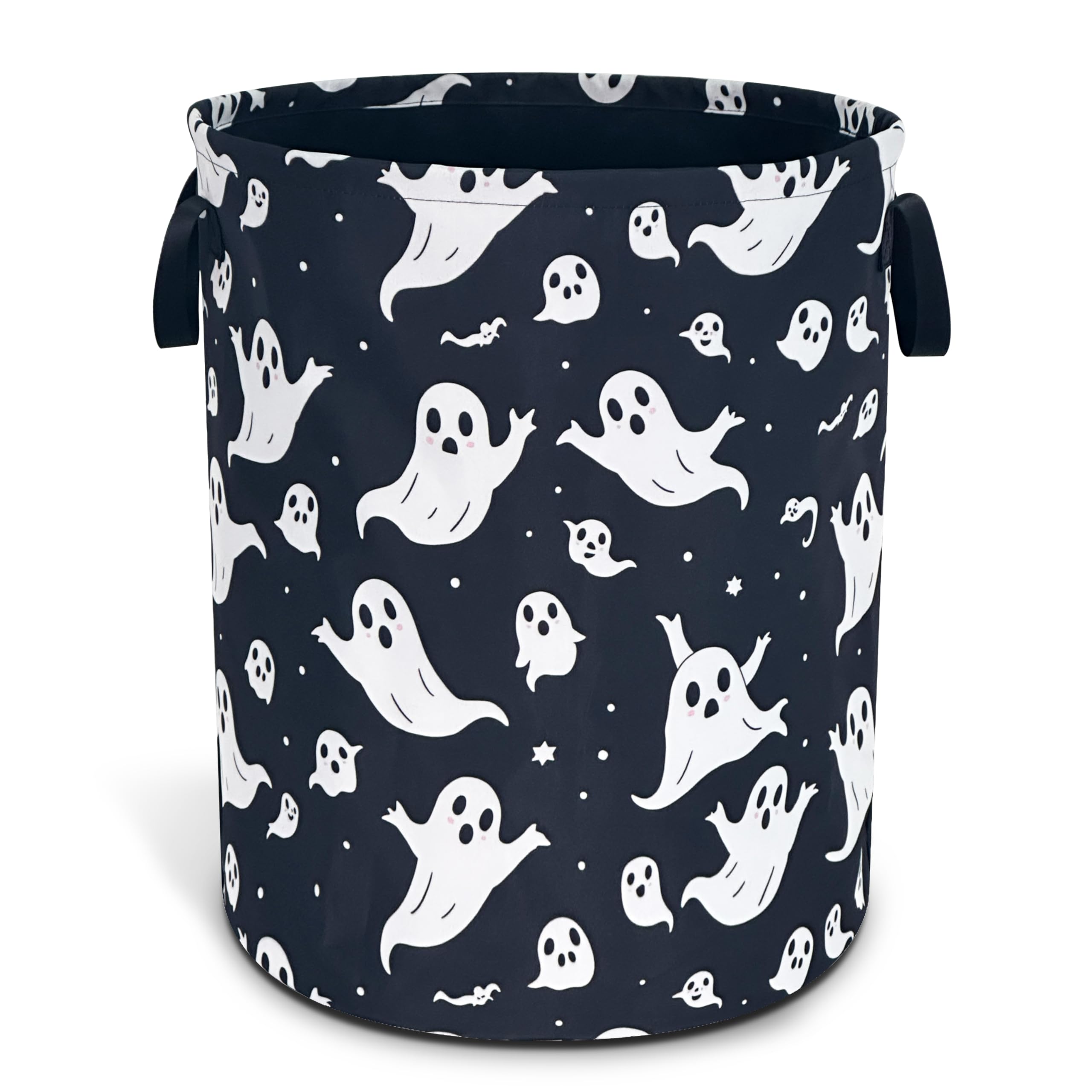 Cute Ghost Cartoon Laundry Basket Foldable Oxford Cloth Hamper 18.9x16.5 In