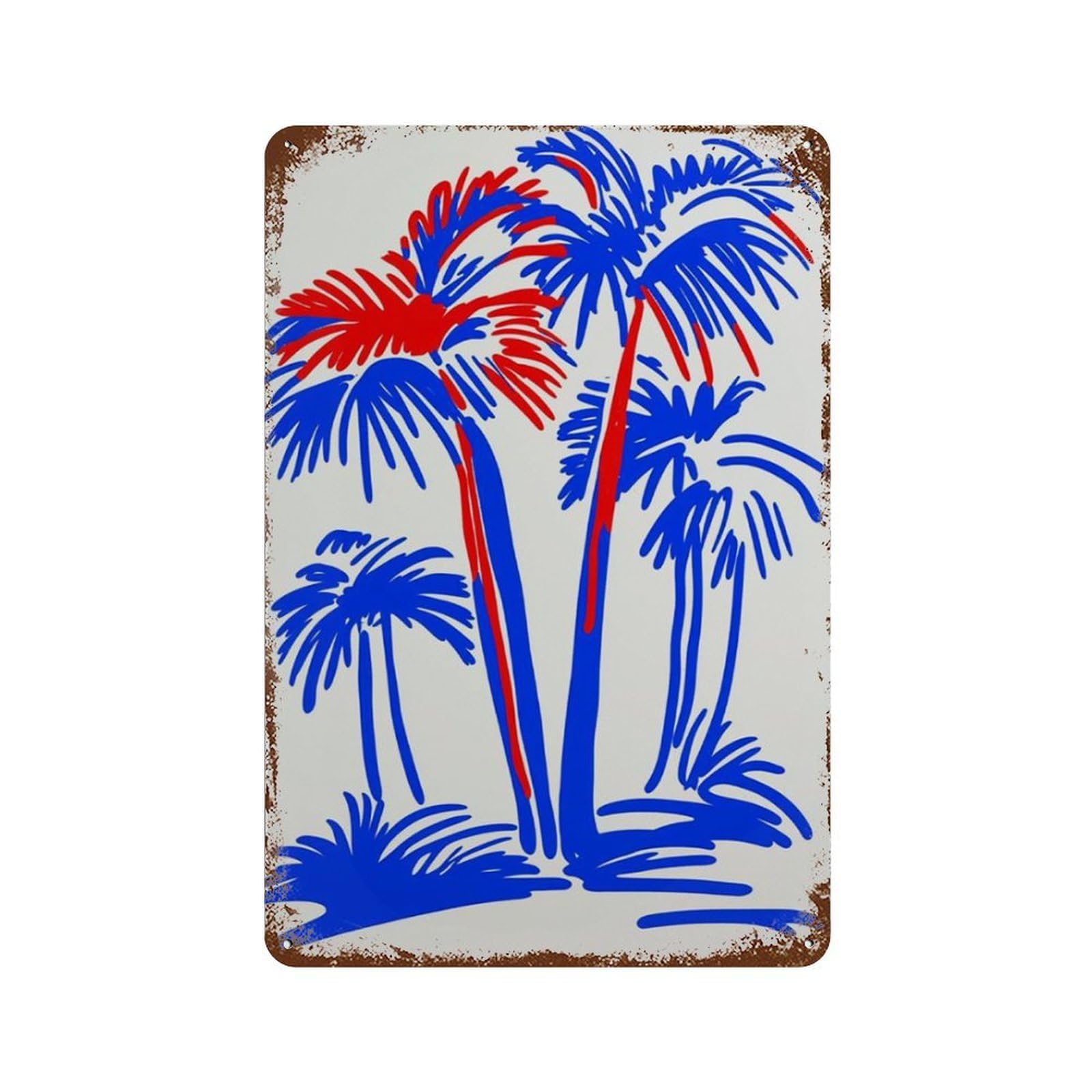 xiaoxiaoshen Minimal Palm Tree Bold Tropical Modern Beach Line Wall Decor Art Metal Tin Poster Modern Home Decor Art Home Bar Shop Decorations Vintage Sign 30x20cm