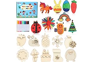 Worgree DIY Wooden Magnets Craft Kit for Kids Ages 4-8, 36 Pieces