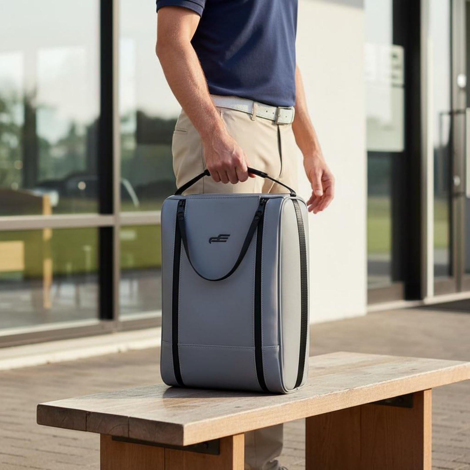 Golfschuh-Tasche Ultraleicht Golf-Schuhbeutel verstärkte Nähte Schuhtasche mit Griff für Golfplatz, Array, Grau