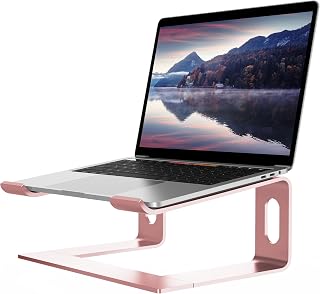 ALASHI Laptop-Ständer für Schreibtisch, Aluminium-Computer-Erhöhung, ergonomischer Notebook-Halter, unterstützt 25.4 bis 39.6 cm (10 bis 15.6 Zoll) Notebook, Rotgold