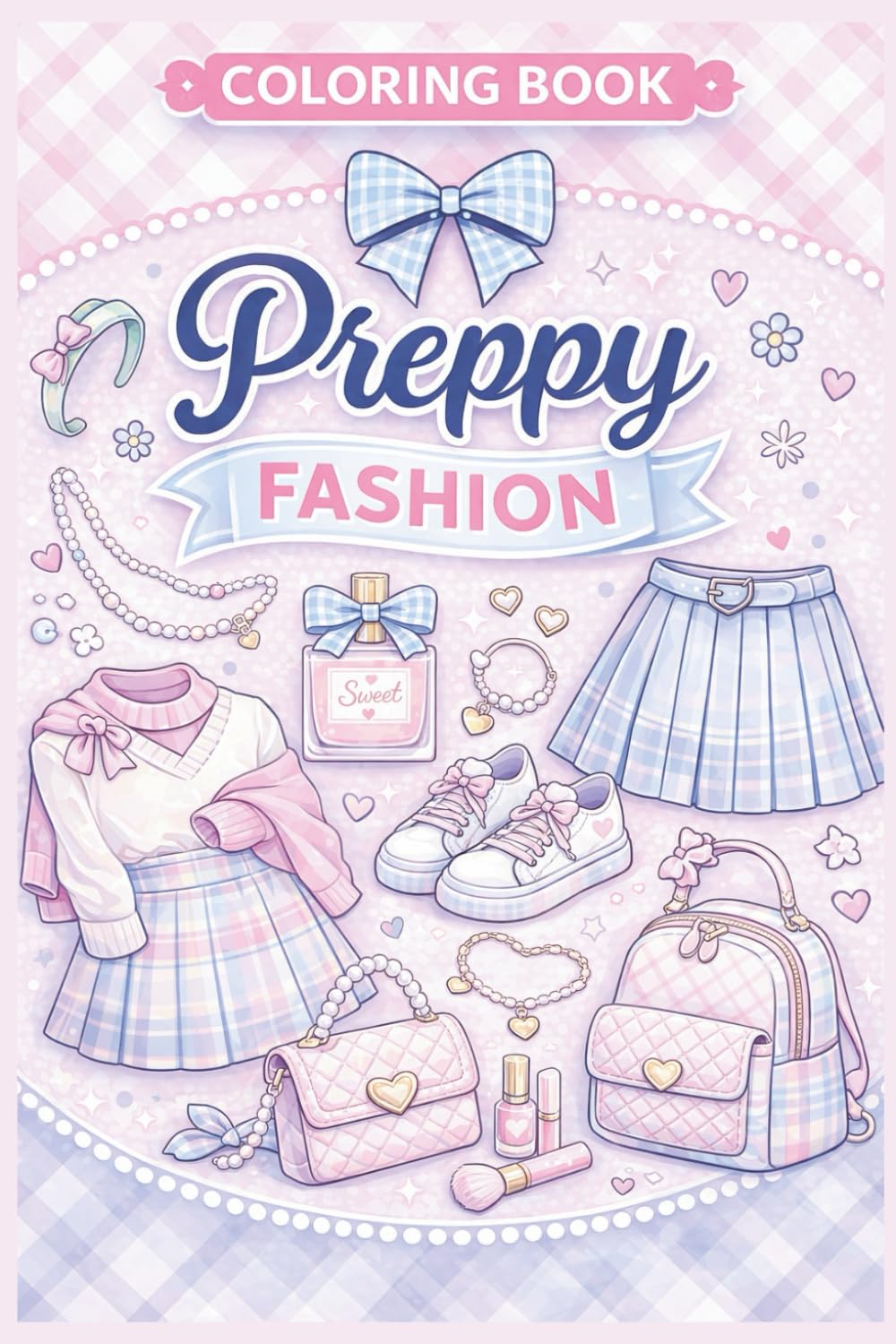 Preppy Fashion Coloring Book: Classic Ivy League Outfits, Old Money Style, Country Club Looks & Preppy Wardrobe Coloring Pages
