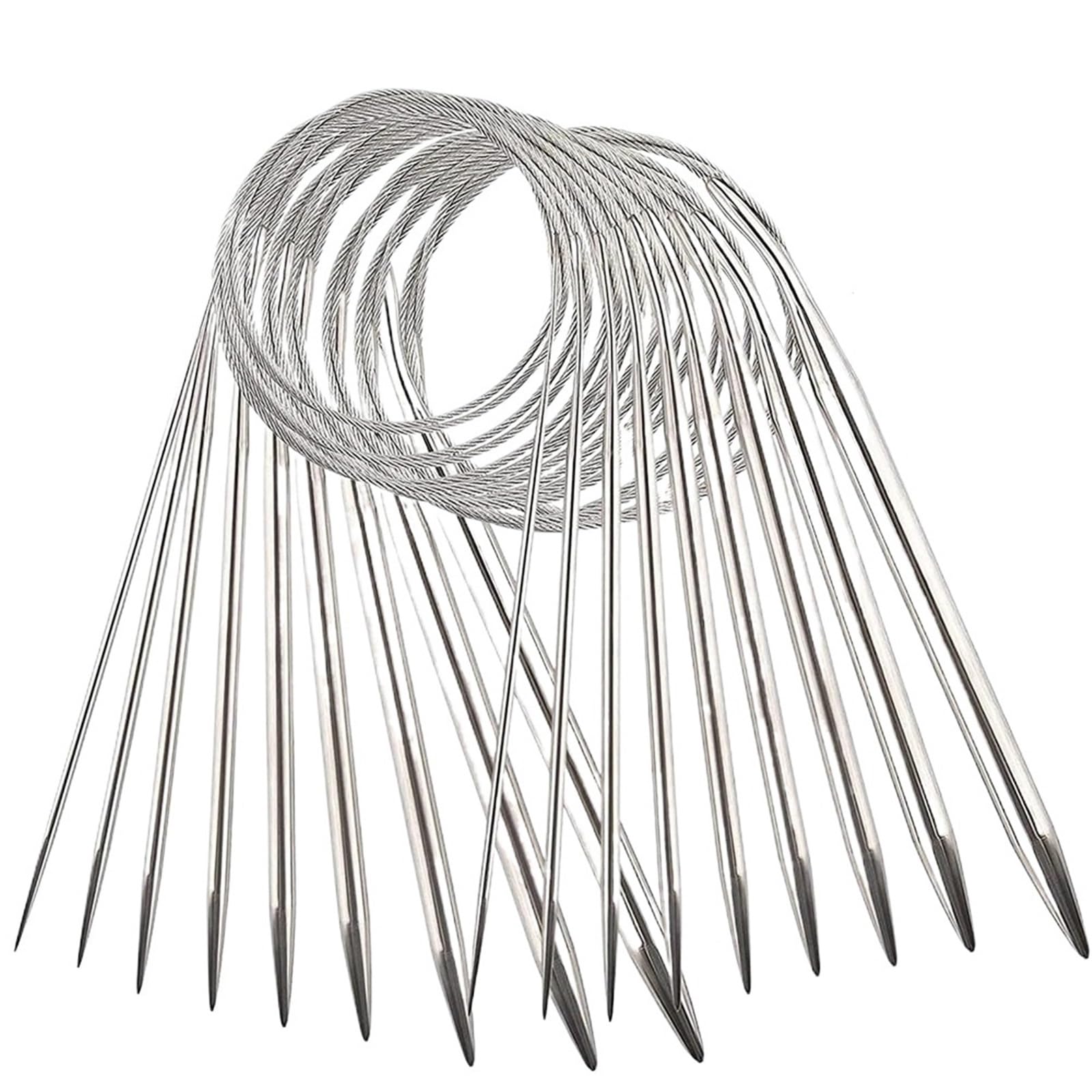 Knitting Needles 11PCS Circular Knitting Needles 80cm Stainless Steel Crochet Hook Sets for Project