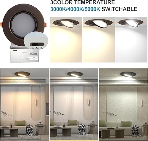 Miniatura 6 de Lightdot Iluminación empotrable con cardán de 6 pulgadas, 12 W  120 W, 1200 lm, súper brillante regulable de 6 pulgadas, luz LED de techo