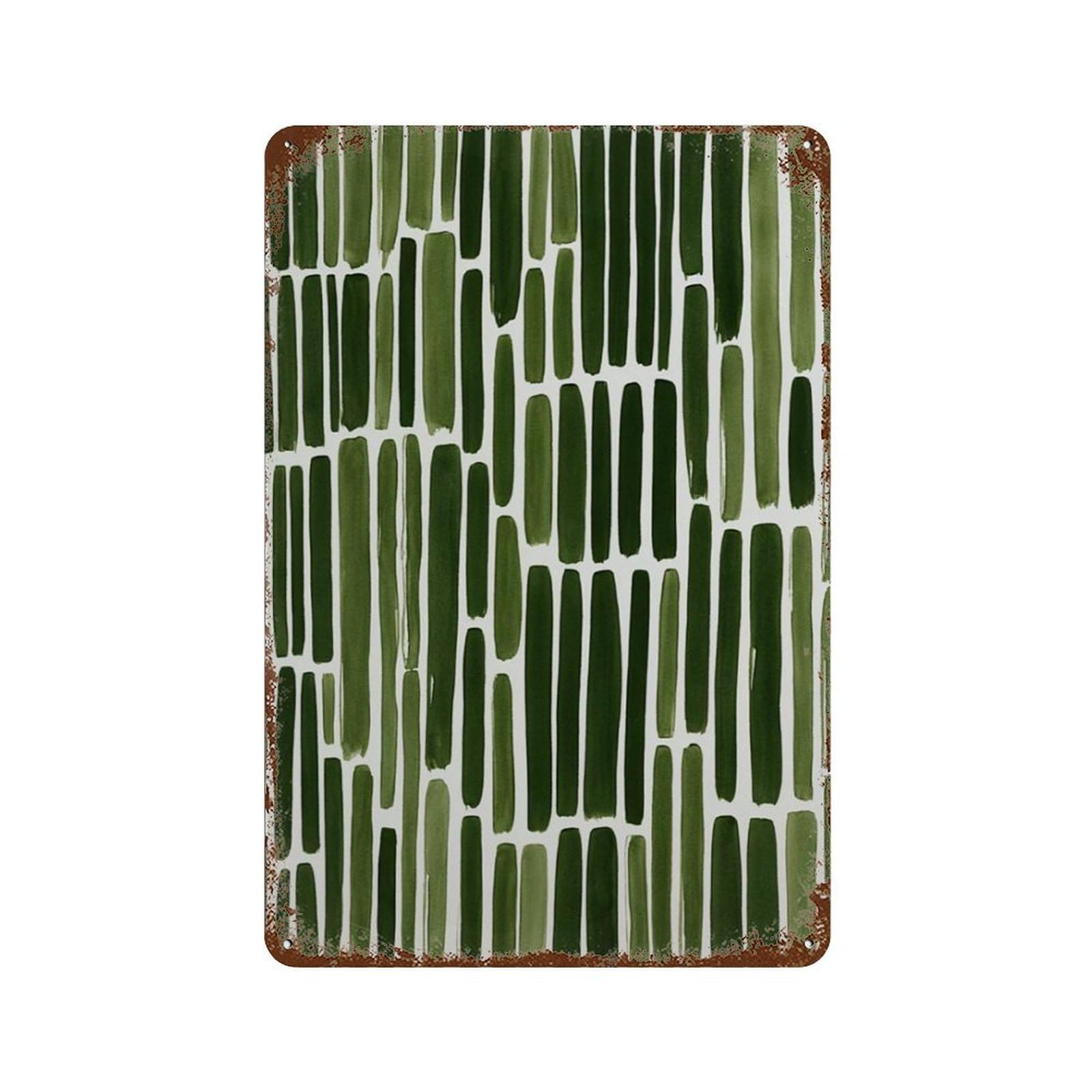 xiaoxiaoshen Green Abstract Pattern Minimal Botanical Geometric Modern Nature Watercolor Mini Wall Decor Art Metal Tin Poster Modern Home Decor Art Home Bar Shop Decorations Vintage Sign 30x20cm