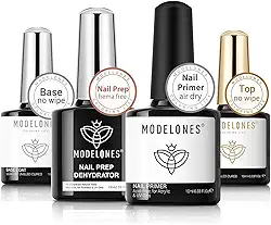 modelones Desidratador de unhas e primer com base em gel e conjunto de acabamento, suprimentos acrílicos sem ácido, primer, esmalte em gel brilhante, kit inicial de acabamento