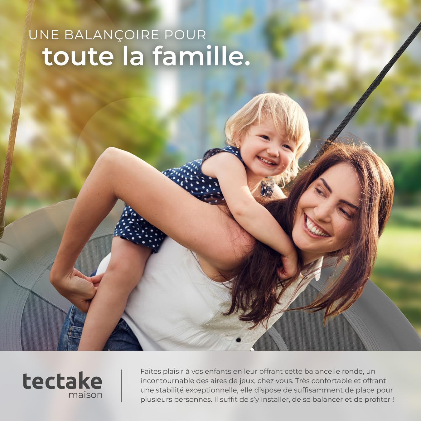 tectake® Balancoire nid d'oiseau Balancoire Exterieur Balancelle de Jardin pour Aire de Jeux Exterieur Our intérieur pour Enfant & Adultes avec Corde balancoire & mousquetons, Max. 120 kg, ⌀120cm