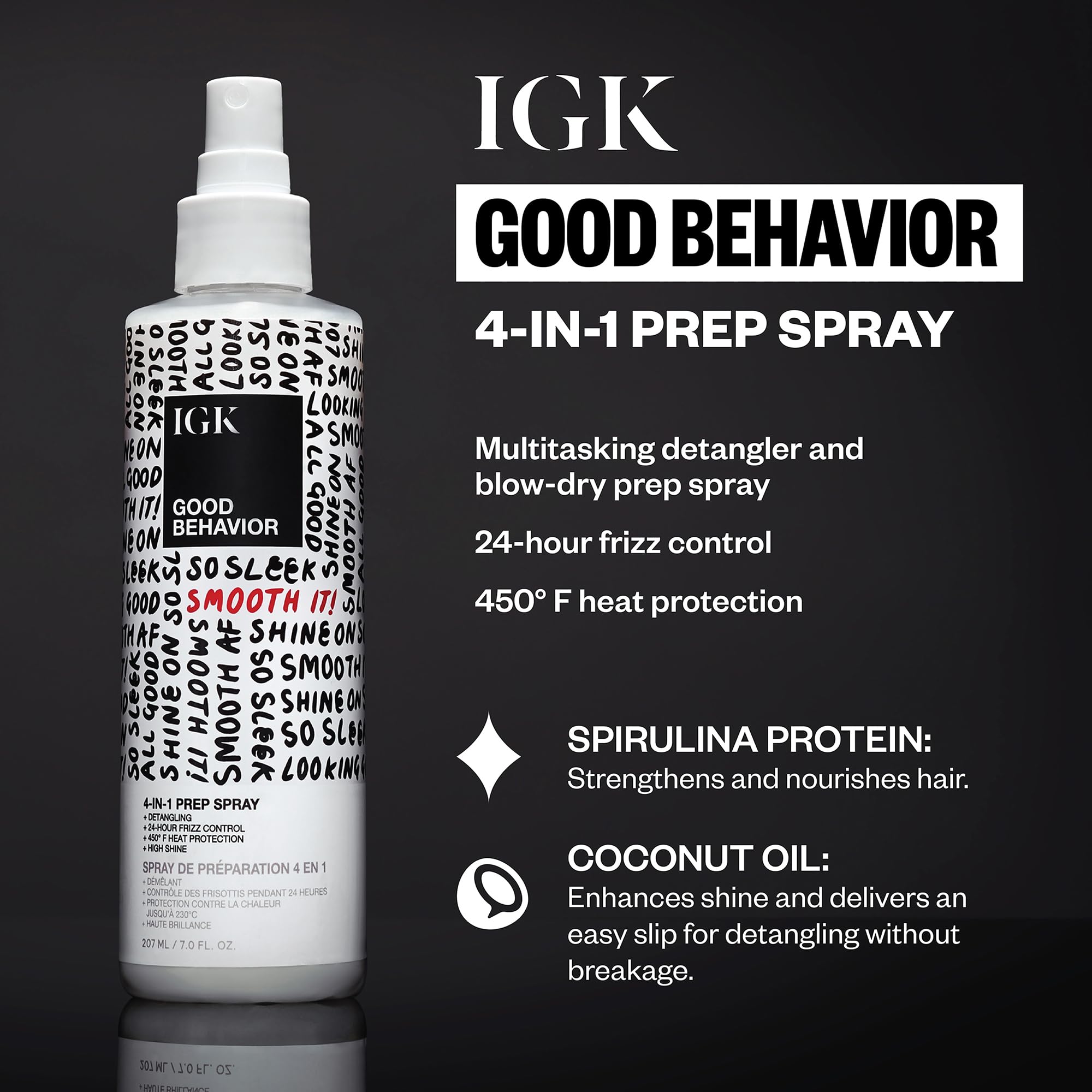 IGK GOOD BEHAVIOR Holiday 2025 Gift Set – Flexible Hairspray 5 oz, Smoothing Spray 5.6 oz, 4-in-1 Prep Spray 7 oz – Anti-Frizz, Heat Protection, Shine & Smooth Finish for All Hair Types