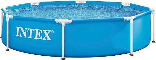 Intex 55242 - Piscina Desmontable Redonda Metal Frame Familiar Color Azul, Medidas Ø244x51 cm, Capacidad 1,828 litros, Material Resistente Triple Capa, Tubular, Infantil