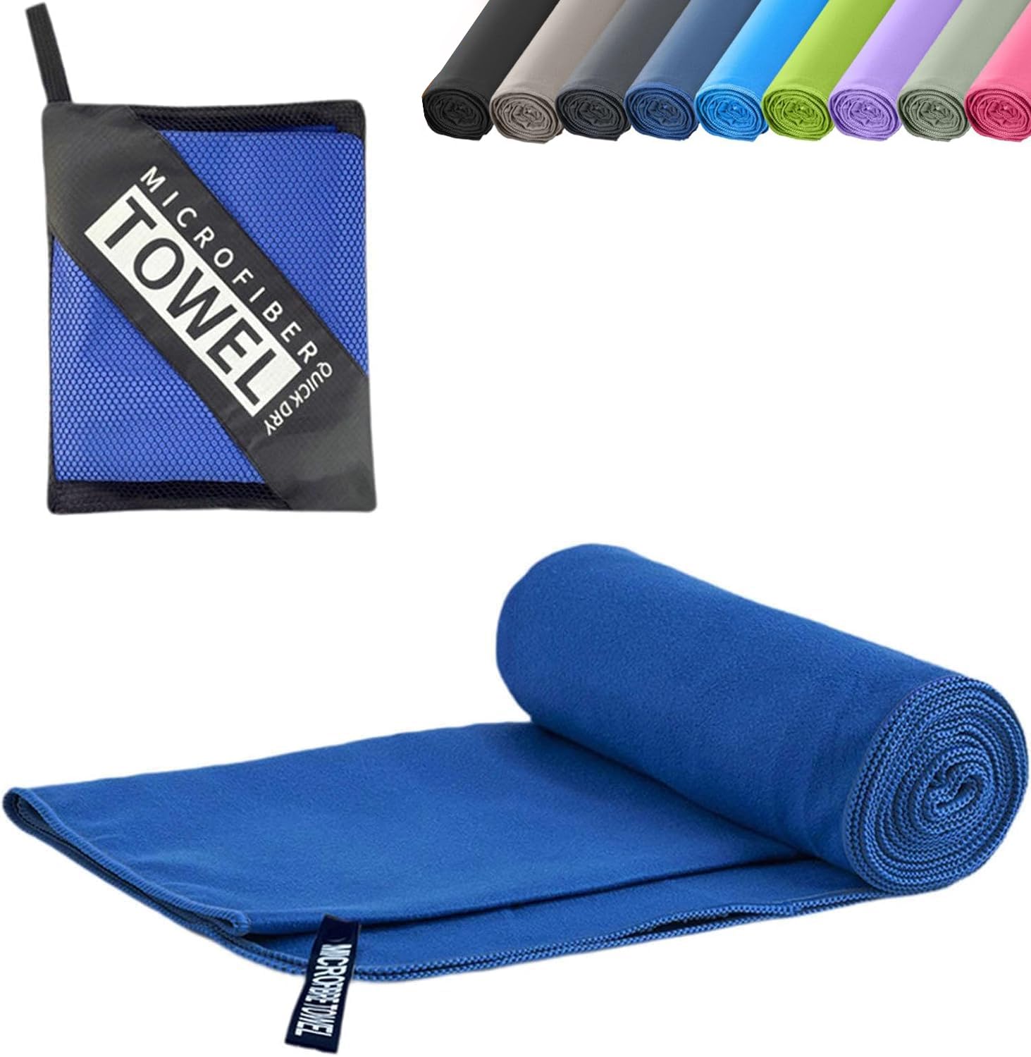 Microfibre Towel - Quick dry Lightweight Absorbent Travel Towel ，Beach Towel Perfect for Sports Beach Gym Swimming，Cycling,Yoga, Camping ，Hiking (1, Navy Blue)