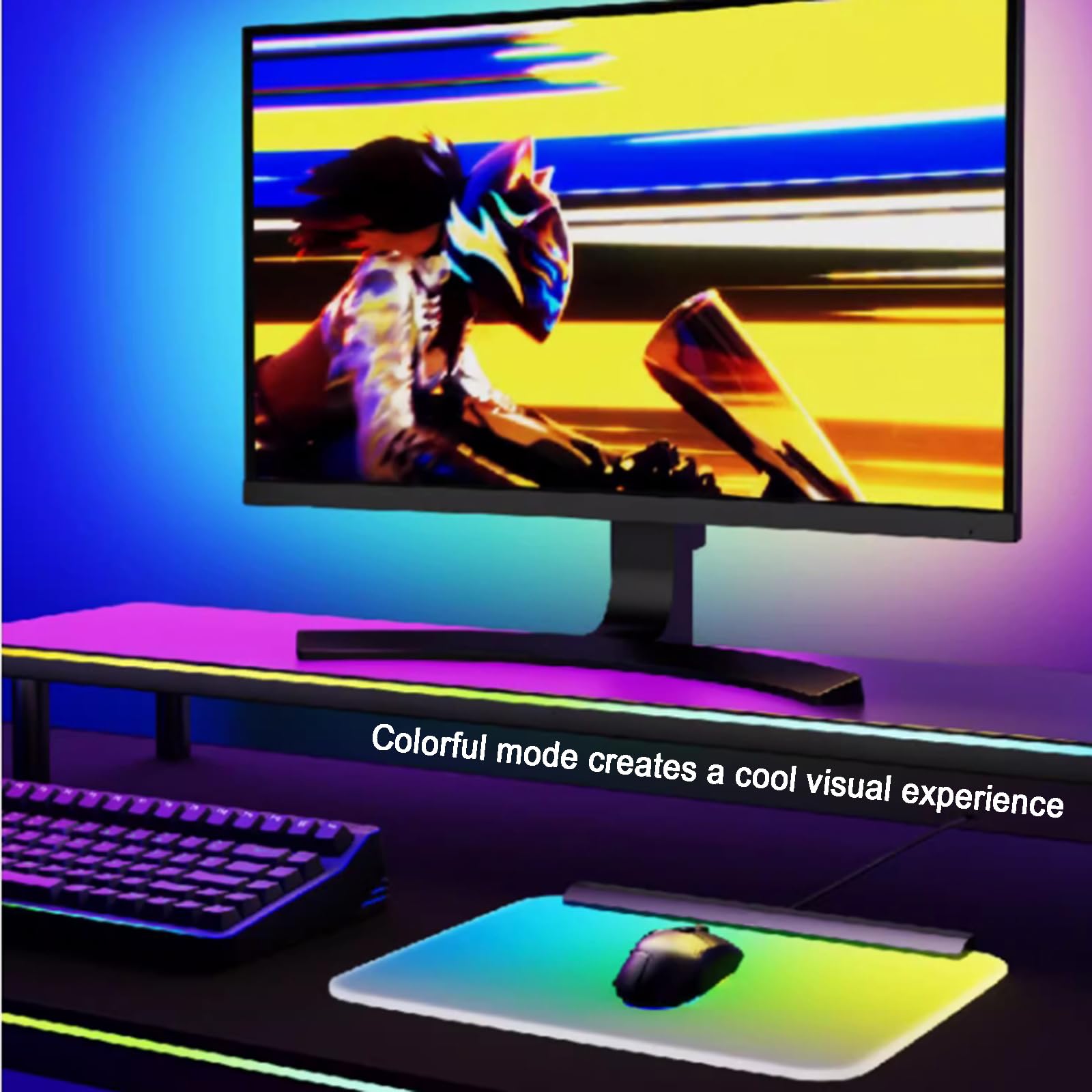 Tappetino per Mouse da Gaming Retroilluminato RGB, Tappetino per Mouse con Luce a LED, Retroilluminazione RGB con Sincronizzazione dei Colori del Monitor, Dimensioni Grandi 36,5x31,8 Cm