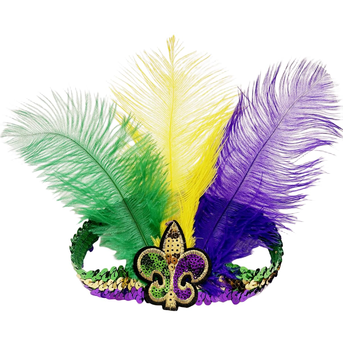 2pcs Sequins Feather Headpiece,1920s Flapper Headband,Mardi Gras Carnival Party Headwear Costume Accessory Women Headdress (Red-A)