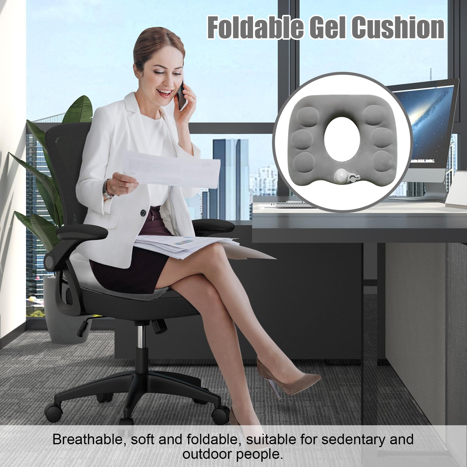 Ciambella Per Sedersi JADE KIT Cuscino Memory Foam - Cuscino Coccige Ortopedico Per Alleviare Cuscino Lombare - Foto 6