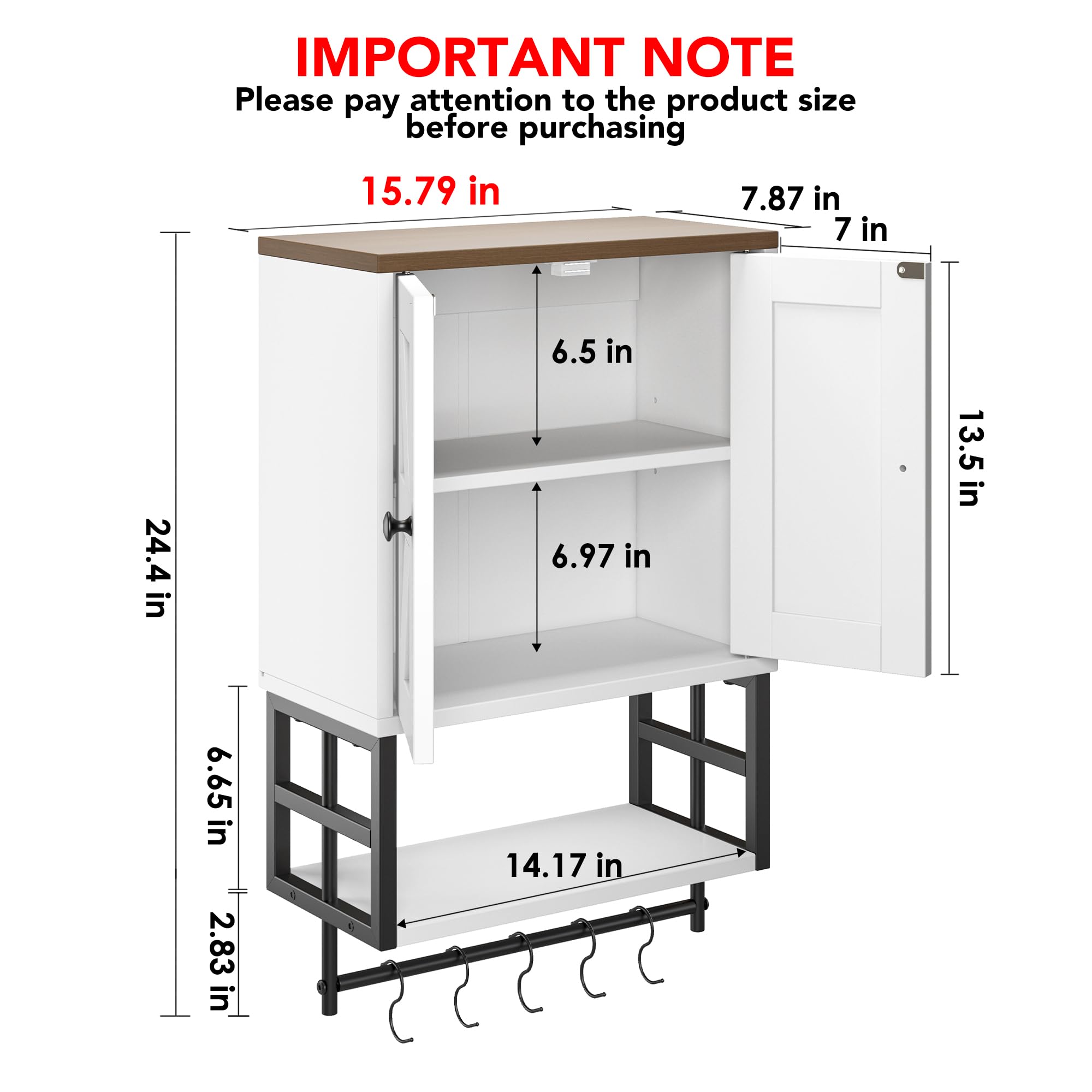 Farmhouse Medicine Cabinet for Small Bathroom Wall Mounted – 3-Tier Storage Cabinet with Adjustable Shelf & Towel Bar, 2-Door Cabinet for Bathroom, Laundry Room, Above Toilet Organizer (White)