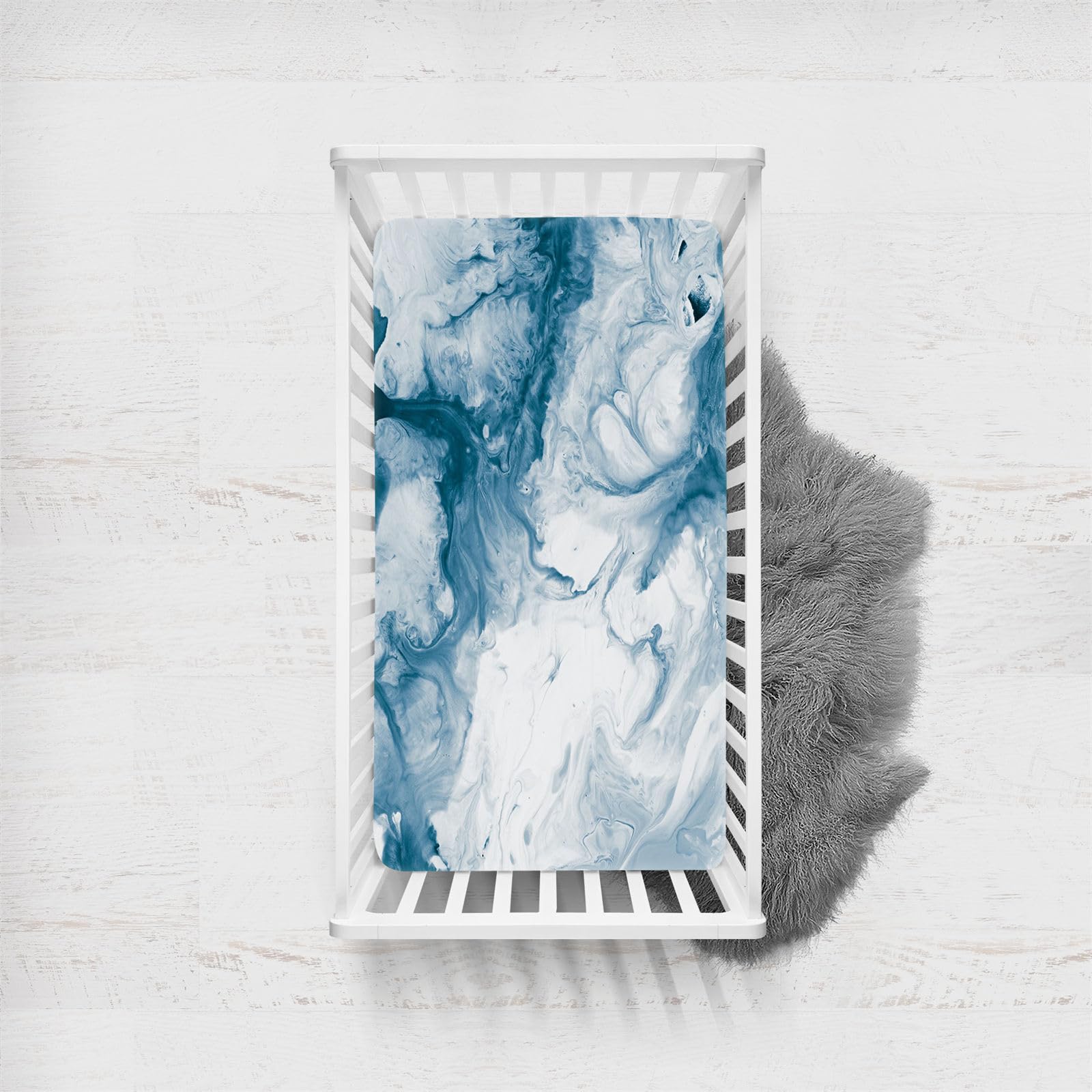 Odot Cot Bed Fitted Sheets, Stone Grain Marble 3D Print Moses Basket Fitted Sheet Microfibre Crib Fitted Sheets Baby Bed Sheets Bassinet Sheets Cot Bed Mattress Protector (Marble,120x60cm)