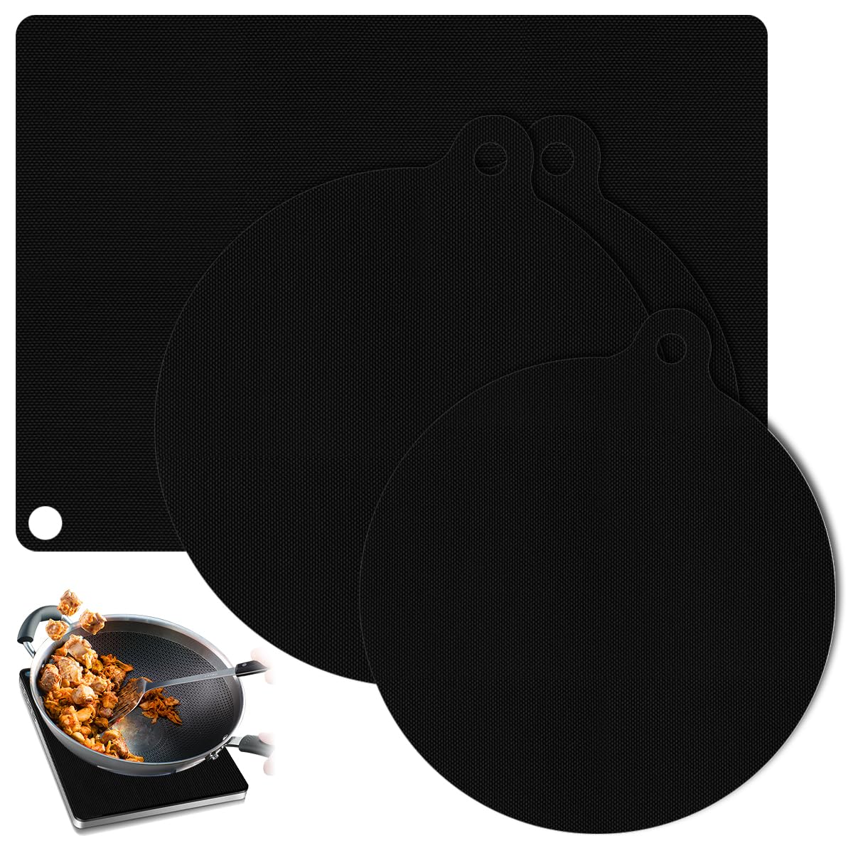 4 Piezas Protector de Placa de Induccion, 0,7 mm Alfombrilla Protectora Placa Induccion, Antiscivolo Antigraffio Protectora para Placas de Silicona, Resistente al Calor Induction Hob Protector Mat