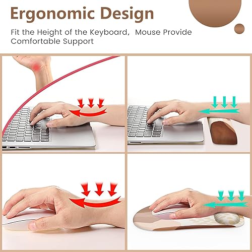 Miniatura 4 de HAOCOO Alfombrilla de mouse 4 en 1 con reposamuñecas, alfombrilla de escritorio, alfombrilla de mouse para juegos y almohadilla para teclado,