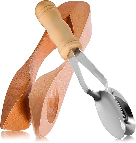 SUPVOX 2 cucharas musicales de percusión folclórica, cuchara de sonido de madera natural, cucharas de percusión tradicionales con mango de madera