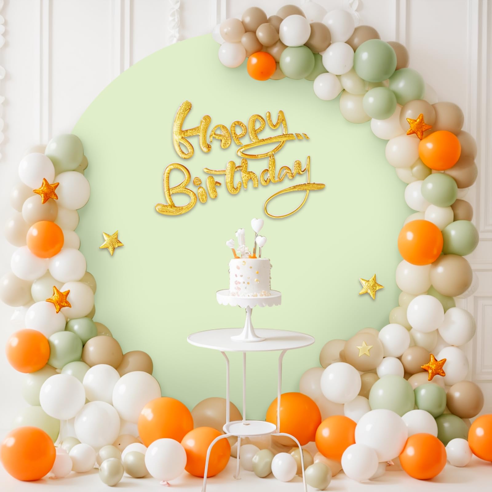 Babenest 6.6FT Green Round Backdrop Cover, Two-Sided Spandex Circle Balloon Arch Stand Cover for Party Wedding Ceremony Birthday Baby Shower Anniversary Decoration