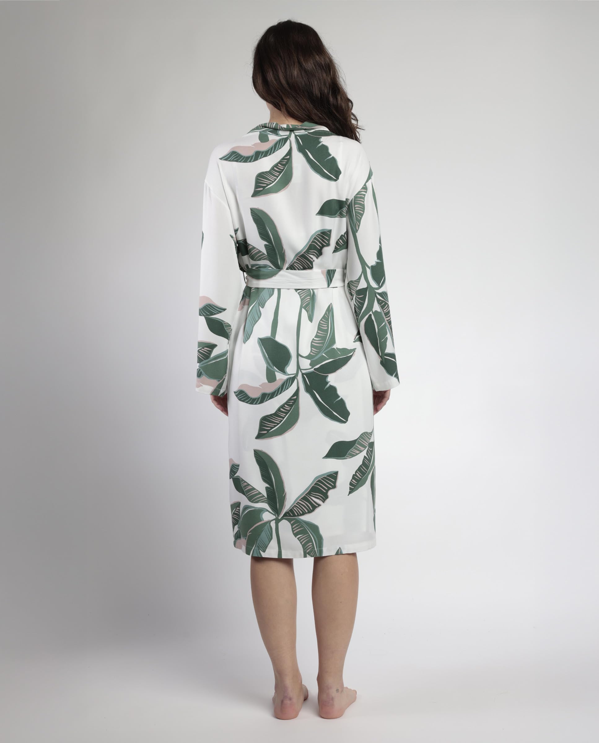 ADMAS Lussuosa vestaglia a maniche lunghe popeline Luxury Leaves da donna