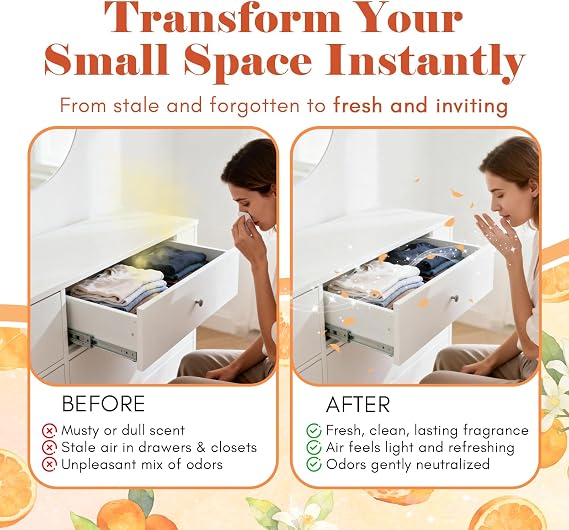 SCENTORINI Scented Sachets for Drawers and Closets, Citrus Scent 14 Pack