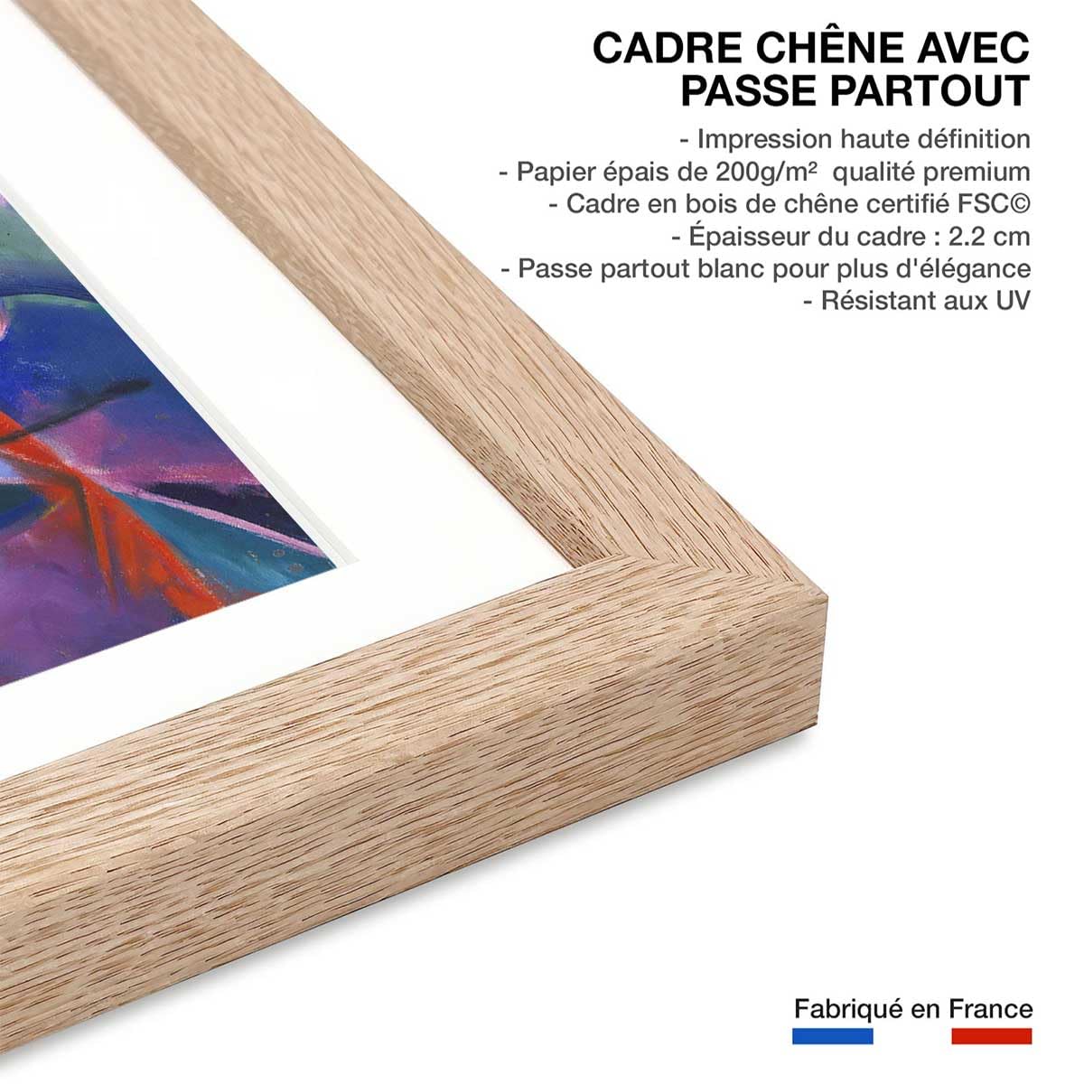 Fighting Forms- por Franz Marc – Póster en Francia – Marco de madera 90 x 60 cm