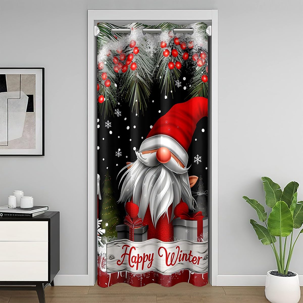Tenda Da Doccia Natalizia Con Camion Rosso Di Babbo Natale, 182x182 Cm, In Poliestere Impermeabile, Con 12 Ganci, Per Bagno Invernale