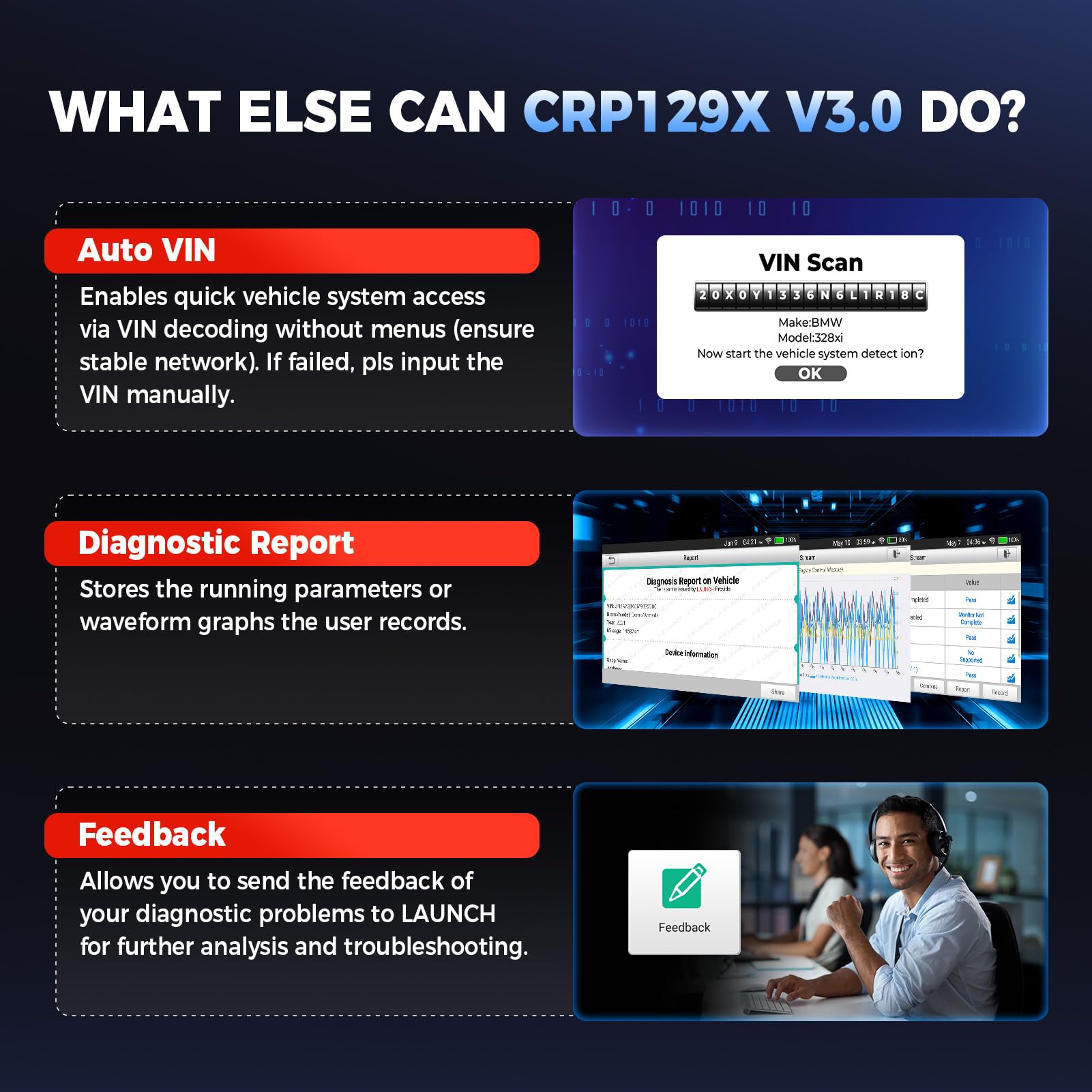 Launch CRP129X Elite V2.0 obd2 Scanner Automotriz con 4 Sistemas & 12 Funciones de Reinicio, Aceite/SAS/DPF/Ajuste del Acelerador/ABS/Freno/BMS/TPMS/Adblue/Inject/AFS/AF, AutoVIN,Actualización WiFi