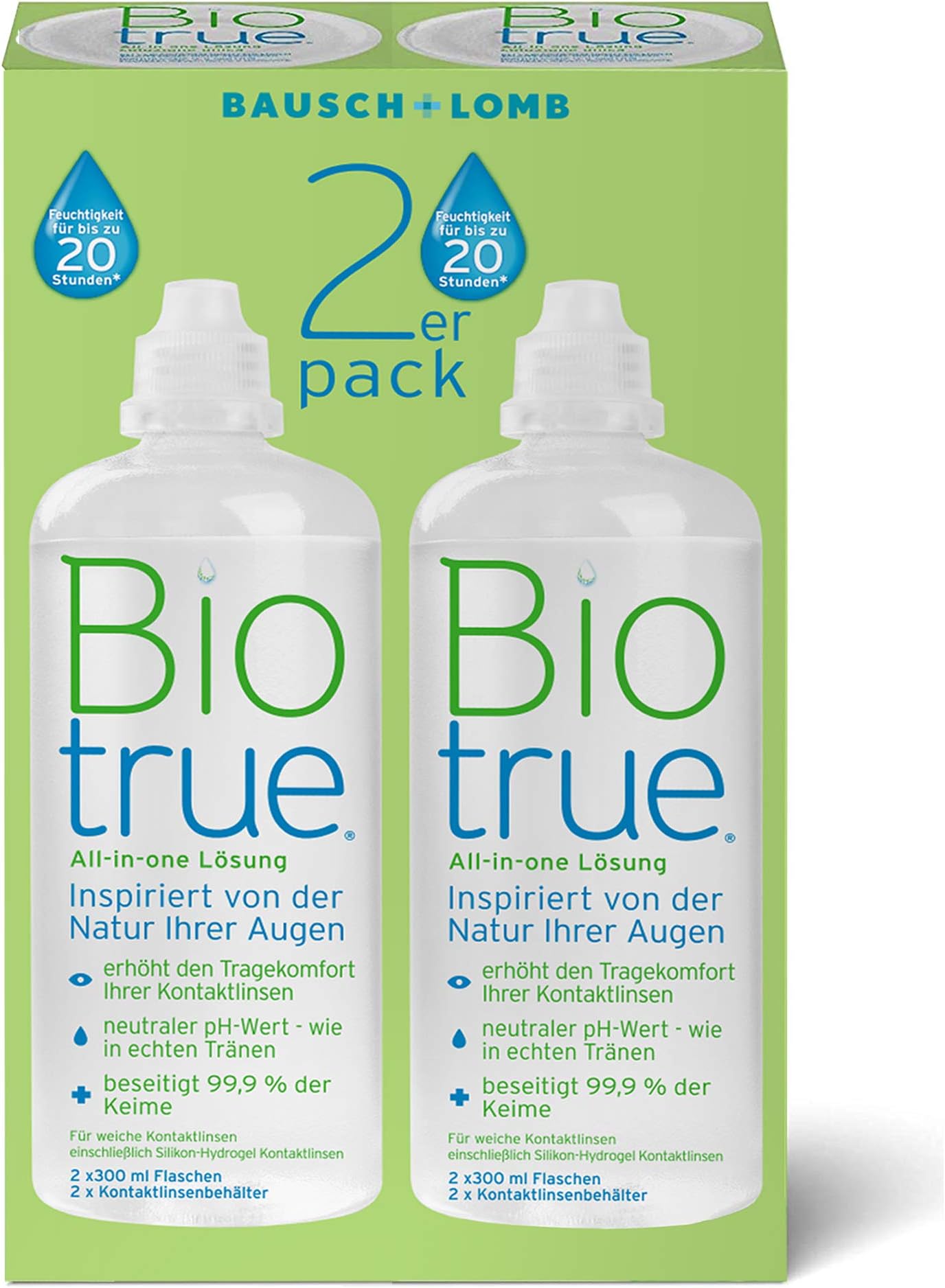 Multi-Purpose Contact Lens Solution, 2x 300ml - Cushions and Rehydrates Soft Contact Lenses for Comfortable Wear - Condition, Clean, Remove Protein, Disinfect and Rinse - Includes Lens Case