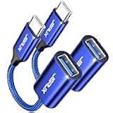 JSAUX USB C to USB Adapter [2 Pack], USB Type C Male to USB 3.0 Female OTG Cable-Blue