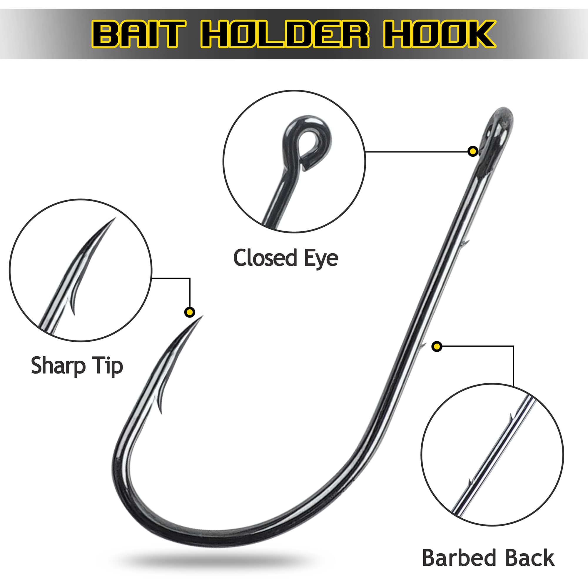 FTK Nouveau 1 #-10 # 100 Pcs/Lot Hameçons à Poisson Pliés En Acier à Haute Teneur En Carbone Hameçon Barbelé Aplati épaissir Les Hameçons De Mer Pour Le Matériel De Pêche