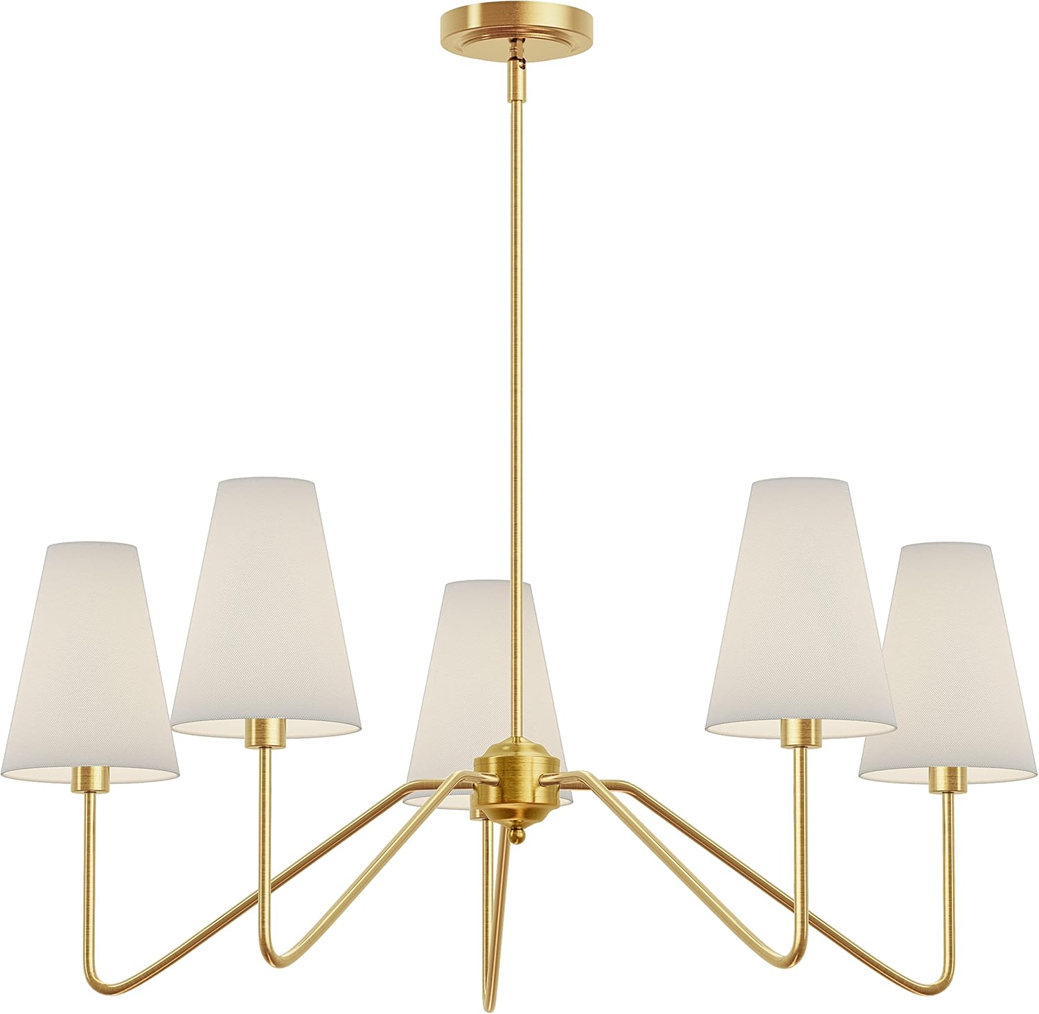 Black Friday - 50% OFF Electro bp;30Dia 5-Arm Classic Chandeliers Polished Gold with White Linen Shades,200W Crazy Clearance Electro bp;30Dia 5-Arm Classic Chandeliers Polished Gold with White Linen Shades,200W