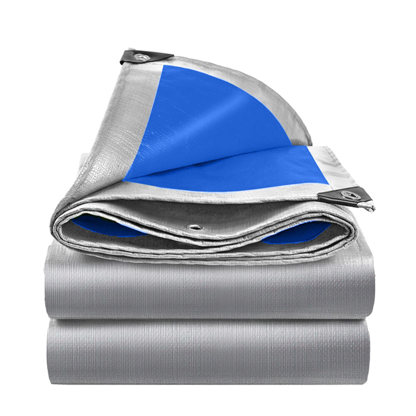 Bâche imperméable 160g/m², bâche résistante avec Oeillets Bâche de Protection Polyvalente avec Oeillets pour Le Camping en Plein air, la pêche, Les Meubles de Jardin,Argent,5x10m/16.4x32.8ft