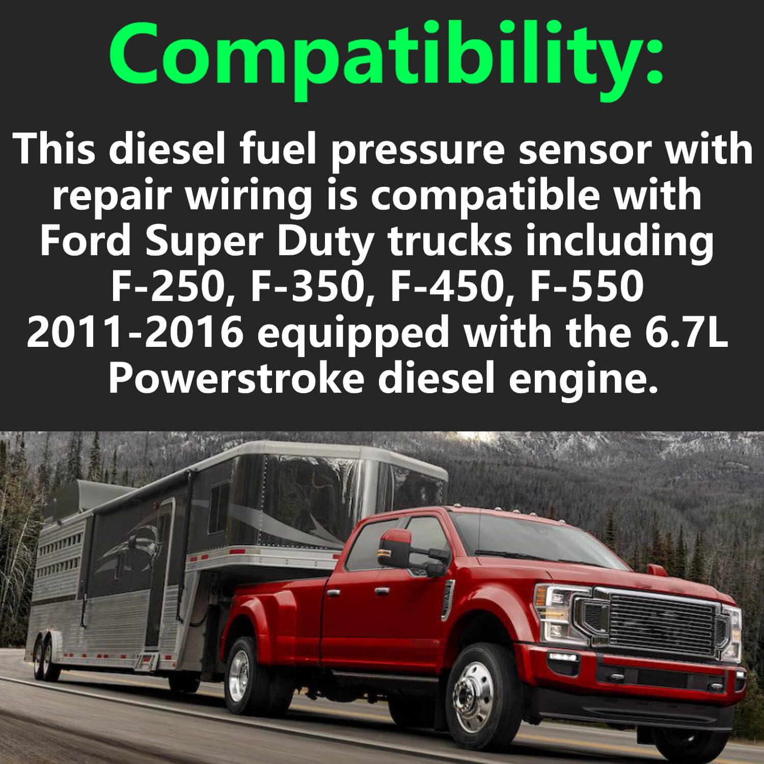 Fuel Pressure Sensor with Repair Wiring BC3Z-9S599-C Compatible with Ford Super Duty 6.7L Diesel F-250 F-350 F-450 F-550 2011-2016 Replace BC3Z9S599B BC3Z9S599A