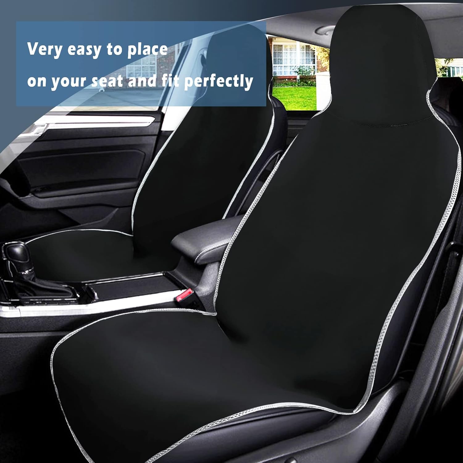 Waterproof Stain Resistant Car Seat Cover for Automotive Van Trucks and SUVs Durable Neoprene Non-Slip Seat Protector with Quick Install Design Perfect for Post Gym Yoga Workout-Black