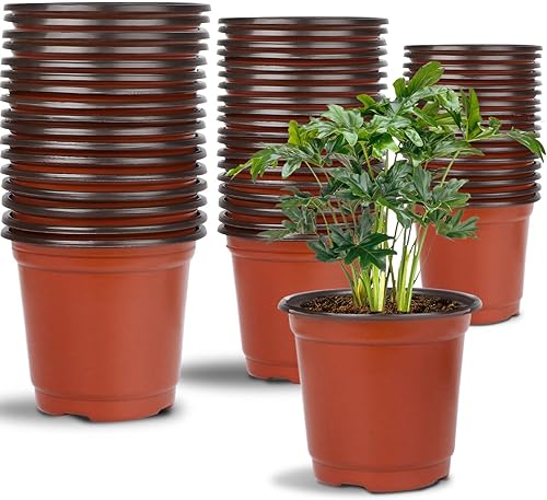 Vista 29 de Augshy 120 macetas de plástico para vivero, macetas de inicio de semillas para interiores y exteriores (4,5,6 pulgadas)