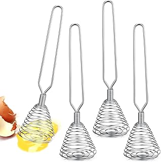 4 Pieces Stainless Steel Spring Whisk, 8.46 Inches Egg Whisk Hand Push Whisk Blender French Style Whisk Wire Whisk for Egg...