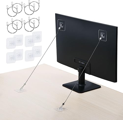 Paquete de 8 correas de seguridad de acero inoxidable ajustables para TV de 40 pulgadas, anclaje adhesivo anti-punta para muebles para pantalla