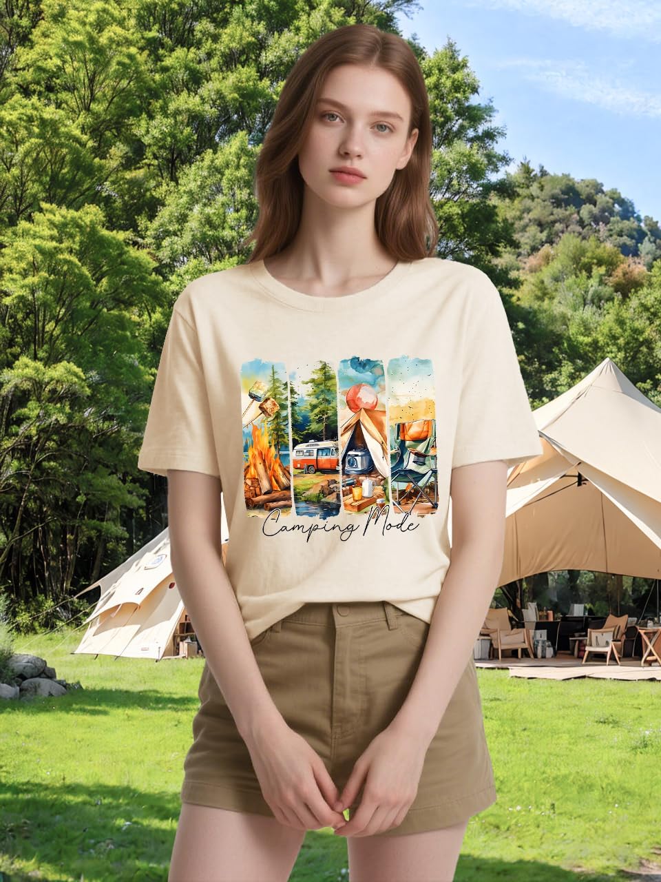 Hiking Shirts Women Vintage Camp Tshirt Funny Nature Outdoor Adventure Camping Graphic T Shirt Short Sleeve Tops - Image 4