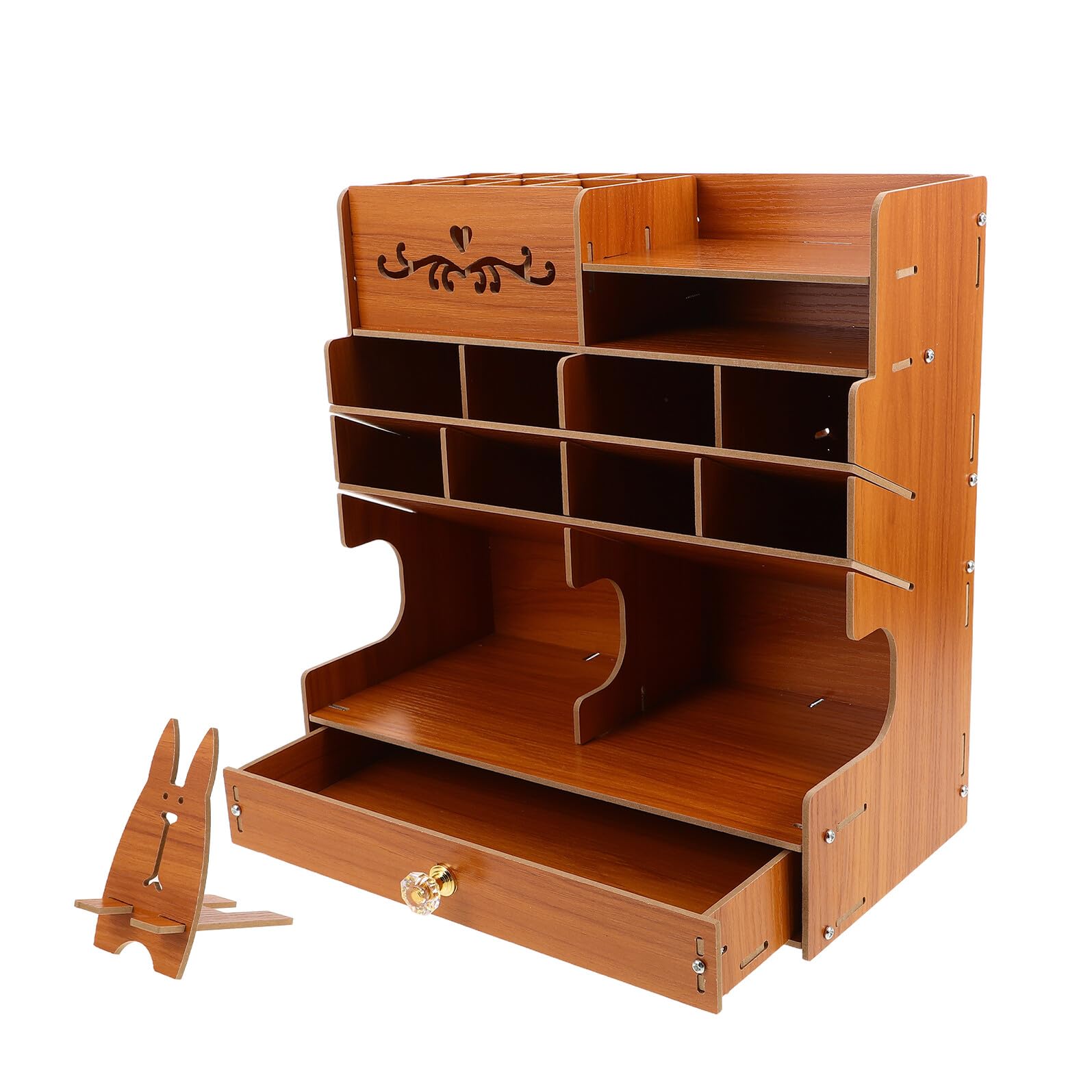 DOITOOL Organizador de Escritorio Madera Sólido con Gran Capacidad Base Estable y Compartimentos Múltiples para Papelería Porta Lápices para Oficina y Hogar Diseño Elegante y Funcional
