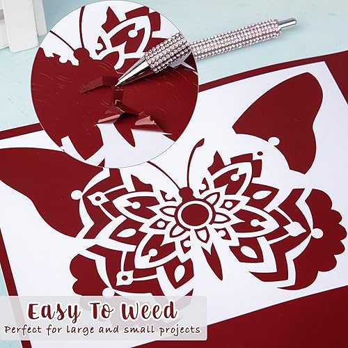 Miniatura 2 de VINYL FROG Rollo de vinilo adhesivo permanente rojo vino mate, 12 x 10 pies para decoración de botellas y vidrio