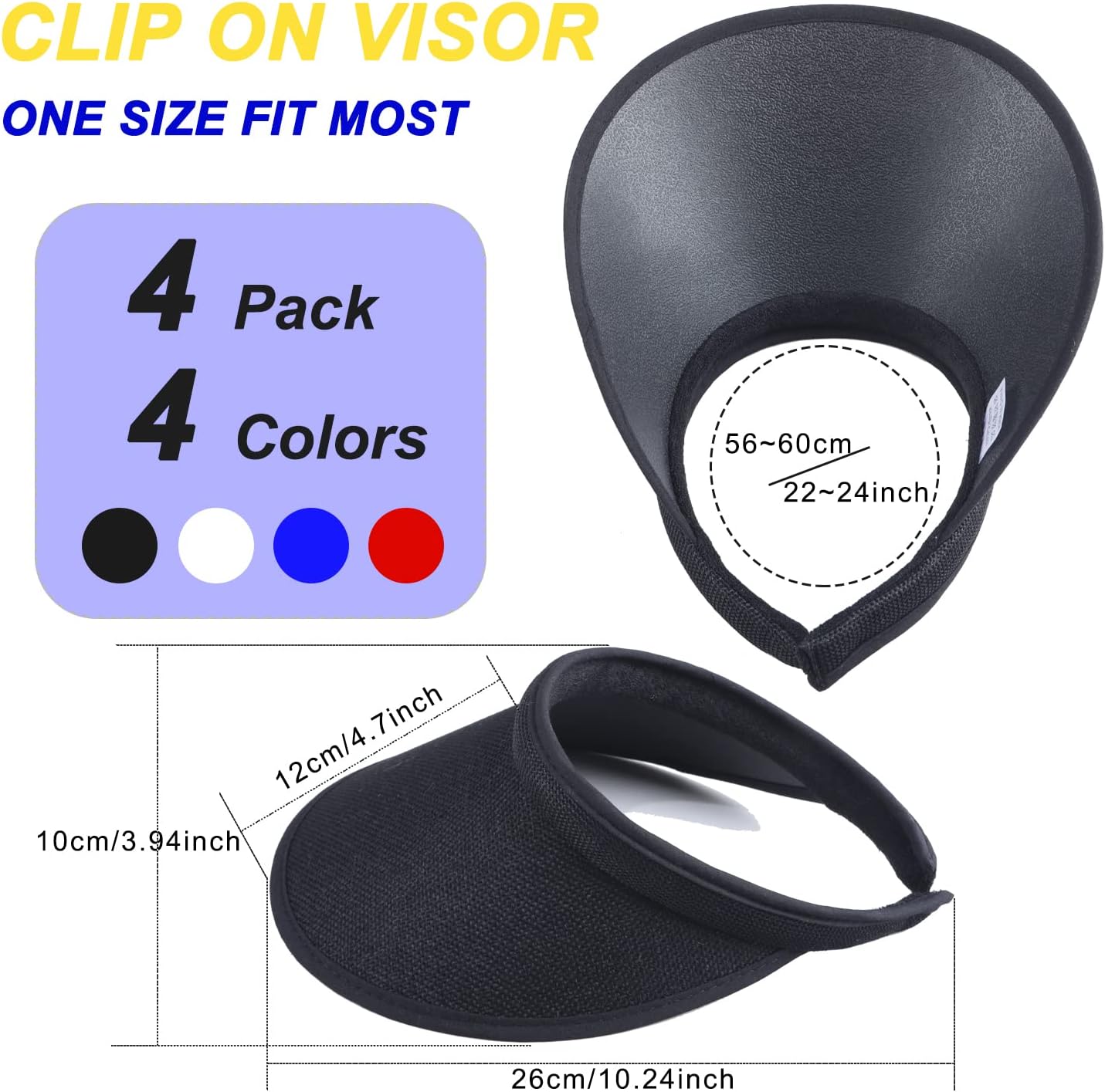 MULIMU 4-Pack Women Wide Brim Sun Visor UV Protection UPF50+ Hat Golf Visor with Clip - Image 5